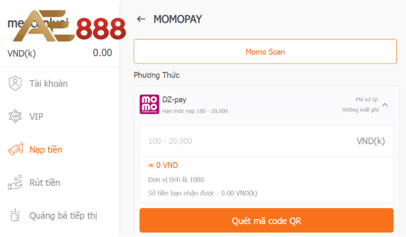 Nạp Tiền Ae888 Qua Momo Và Các Loại Ví Khác